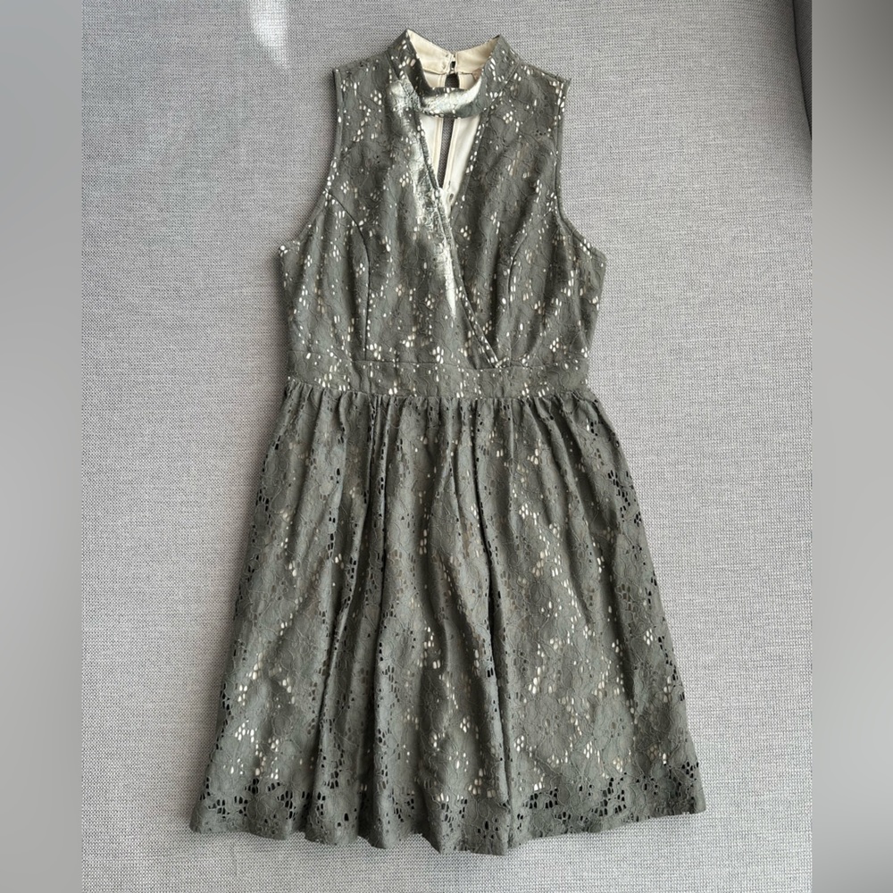 Altar’d State Green Eyelet dress with cream underlay